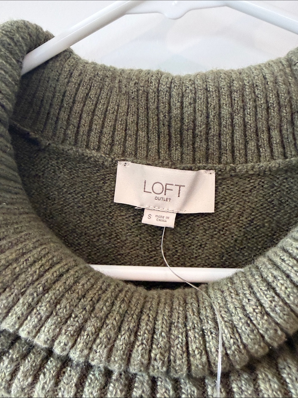 LOFT Olive Green Cowl Neck Sweater - Picture 2 of 3